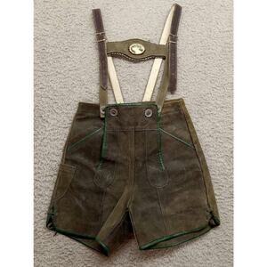 VTG Lederhosen German Leather Shorts  Leather Straps Green